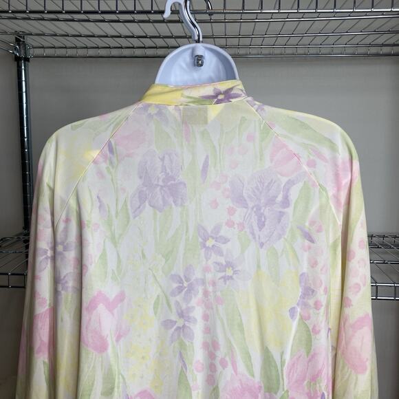 Vintage Kayser Women's Pastels Floral Button Front Robe Est. Size L Fairy Femme - Picture 9 of 10